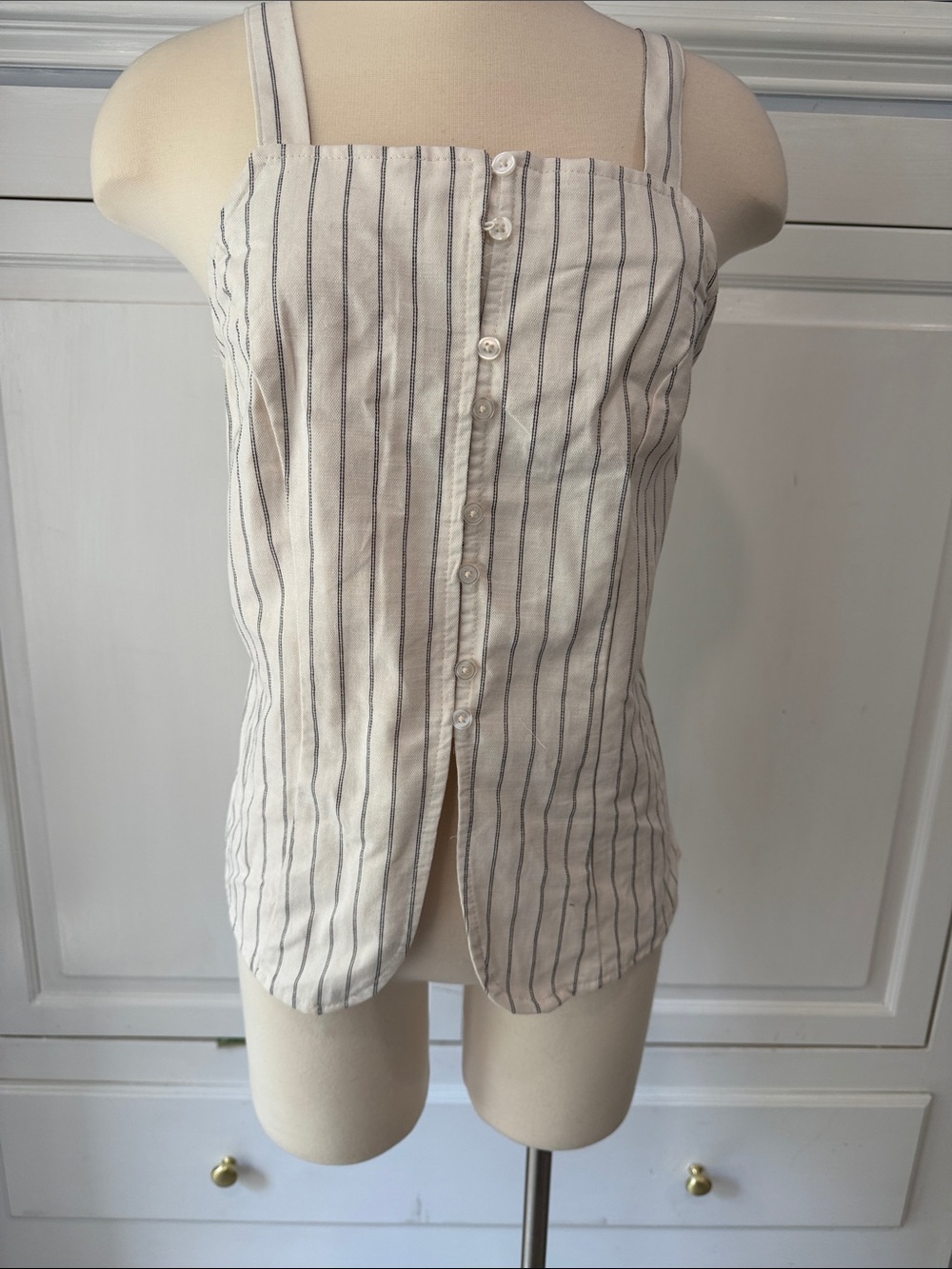 a new day White and Navy Vertical Stripe Button-Front Camisole